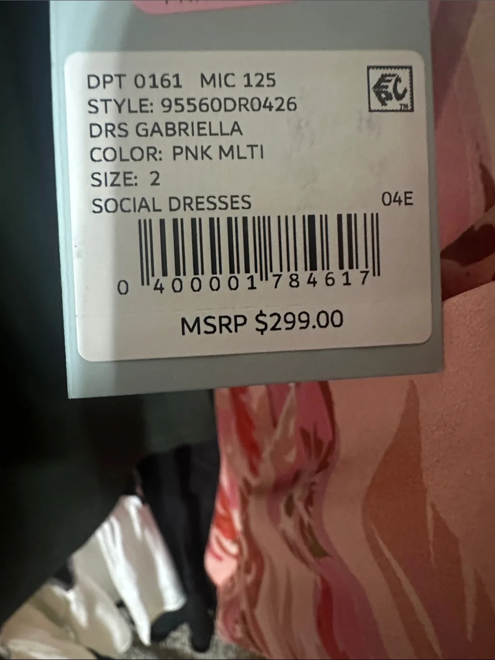 NWT Antonio Melani Gabriella Satin Floral Print Ruched Crew Neck  A-Line Dress